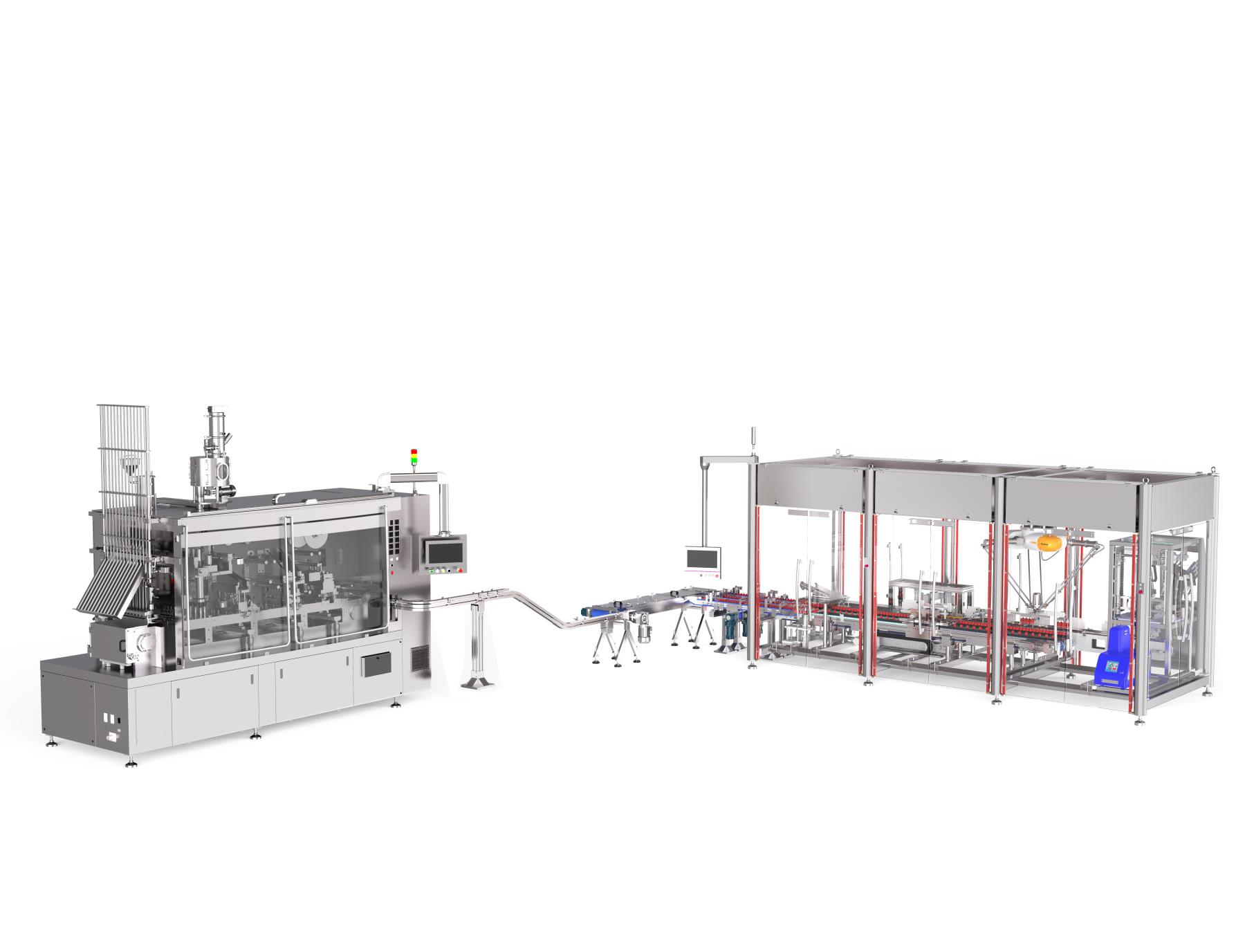 智能包裝新紀元：六列全自動灌裝封口設（shè）備 一片（piàn）式裝盒機的完美共舞